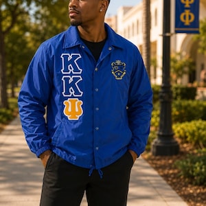 Kappa Kappa Psi Custom Greek Line Nylon Bomber Jacket Fraternity & Sorority Jacket Embroidered Greek Letters  Personalized Line Jacket