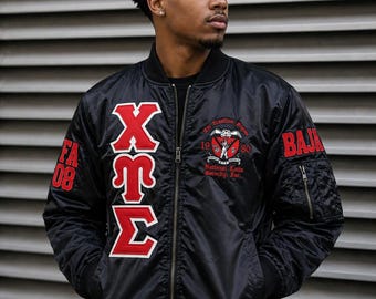Chi Upsilon Sigma Letter Jacket Fraternity Jacket Custom Embroidered Greek Jacket Probate Jacket Line Jacket Chapter Jacket Sorority Jacket