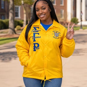 Sigma Gamma Rho Custom Greek Line Nylon Bomber Jacket Fraternity & Sorority Jacket Embroidered Greek Letters  Personalized Line Jacket