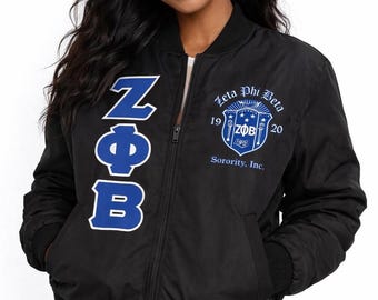 Chaqueta de la hermandad Zeta Phi Beta, chaqueta de fraternidad, chaqueta con letras, chaqueta de sucesión bordada a medida, chaqueta de línea, chaqueta de capítulo, chaqueta griega
