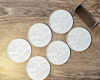 Juego de 6 posavasos de La Gran Ola de Kanagawa de 10 cm - Diseño japonés con poseedor del récord