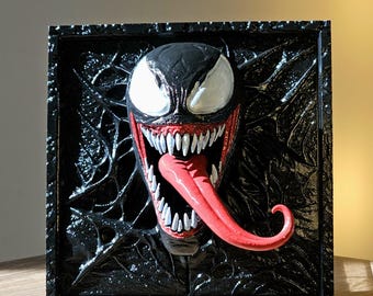 Figura de acción de Venom en bajorrelieve 3D de 14 cm - Panel de pared de Marvel