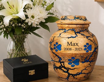 Personalized Wooden Pet Urn: Engraved Memorial Ashes Box