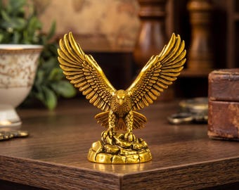 Figurka orła z mosiądzu w stylu vintage, rzeźba amerykańskiego orła z litego mosiądzu, dekoracja męskiego orła bielika, ozdoba półki, patriotyczny prezent dla męża