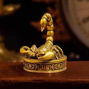 Scorpio Zodiac Sculpture, Vintage Brass Scorpion Figurine, Brass Small Sculpture, Brass Statue, Vintage Desk Décor, Unique Gift for Her Him image 8