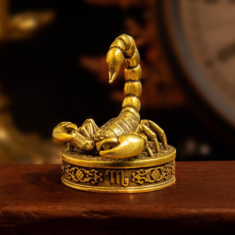 Scorpio Zodiac Sculpture, Vintage Brass Scorpion Figurine, Brass Small Sculpture, Brass Statue, Vintage Desk Décor, Unique Gift for Her Him image 8