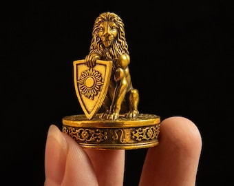 Vintage Brass Leo Zodiac Figurines, Brass Desk Décor, Brass Lion Sculpture, Brass Small Statue, Desk Ornament, Housewarming Birthday Gift