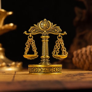 Vintage Brass Libra Zodiac Figurines, Brass Desk Décor, Brass Sculpture, Brass Small Statue, Desk Ornament, Housewarming Birthday Gift