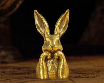 Figura de conejo vintage de latón, estatua de conejo de latón macizo, adorno de conejo, regalo para amantes de los conejos, mini estatua de animal, escultura de figura de conejo