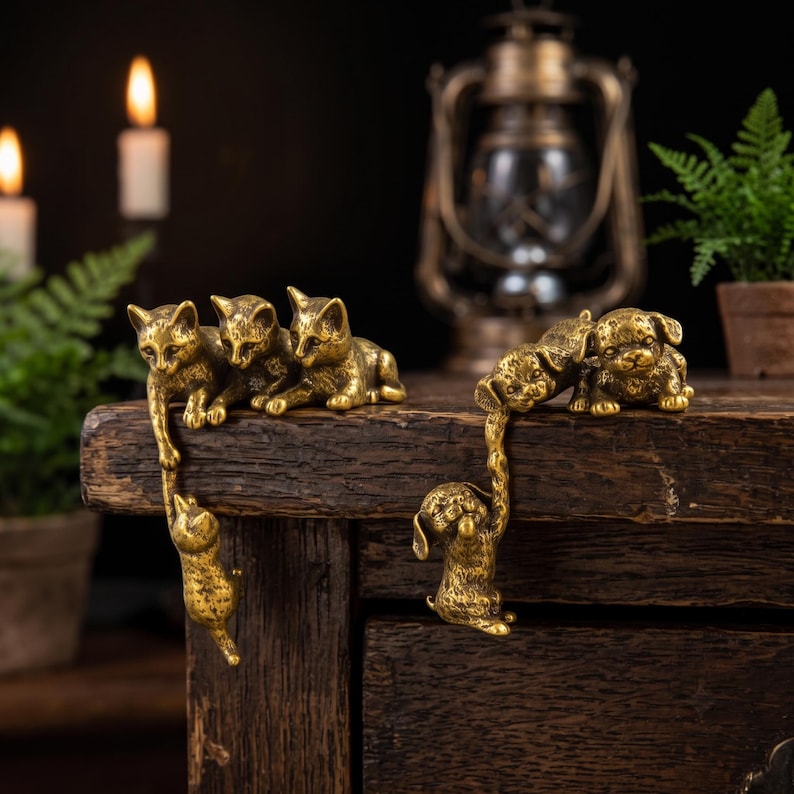 Solid Brass Cat Sculpture, Vintage Cat Statue, Cat Shelf Sitter, Animal Shelf Décor, Cute Cat Figurine, Retro Desk Ornament, Cat Lover Gift image 8