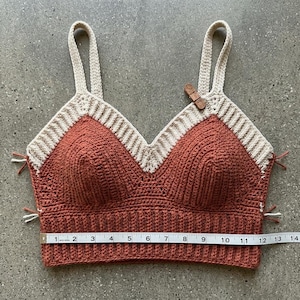 Virkat bralettemönster i PDF-format, virkmönster för ribbad bralette, mönster för justerbar bralette, mönster för handgjort sommartopp, direktnedladdning.