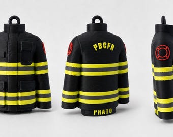 Personalized 3D Firefighter Bunker Coat Ornament – Custom 3D Printed Turnout Gear with Name & Department