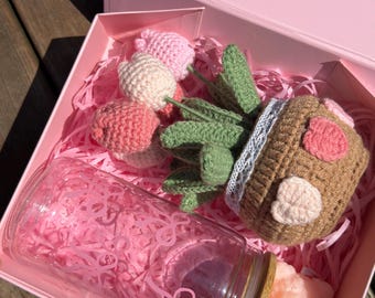 Handmade Crochet Flower Arrangement Gift Box | Room Decor Surprise