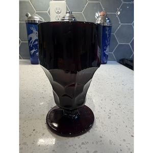 Anchor Hocking Georgian Honeycomb Royal Ruby  5 2/3" Footed Tumbler Goblet