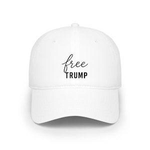Free Trump cap | Political statement baseball cap, red embroidered design image 1