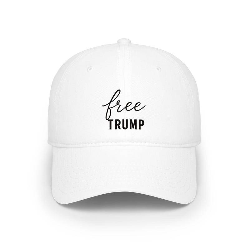 Free Trump cap | Political statement baseball cap, red embroidered design image 1