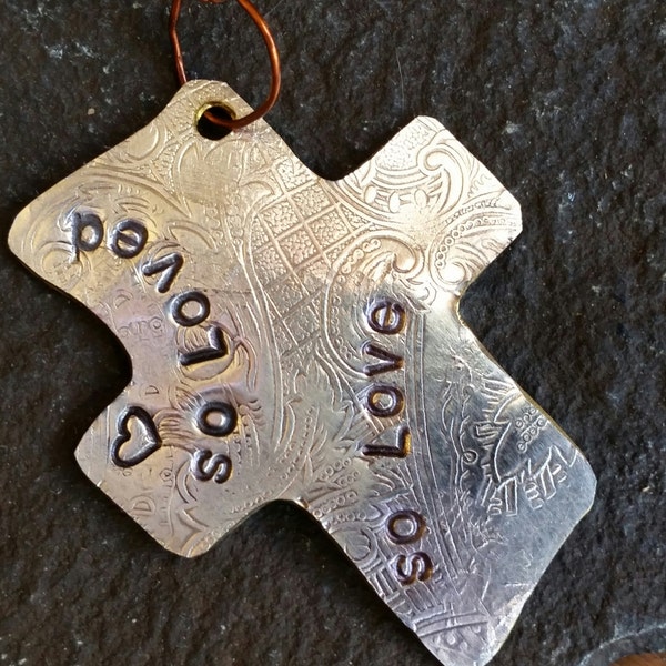 Also liebt, also Liebe gestempelt Metall Tag Metal Tag Charme Schlüsselanhänger Dog Tag recycelt