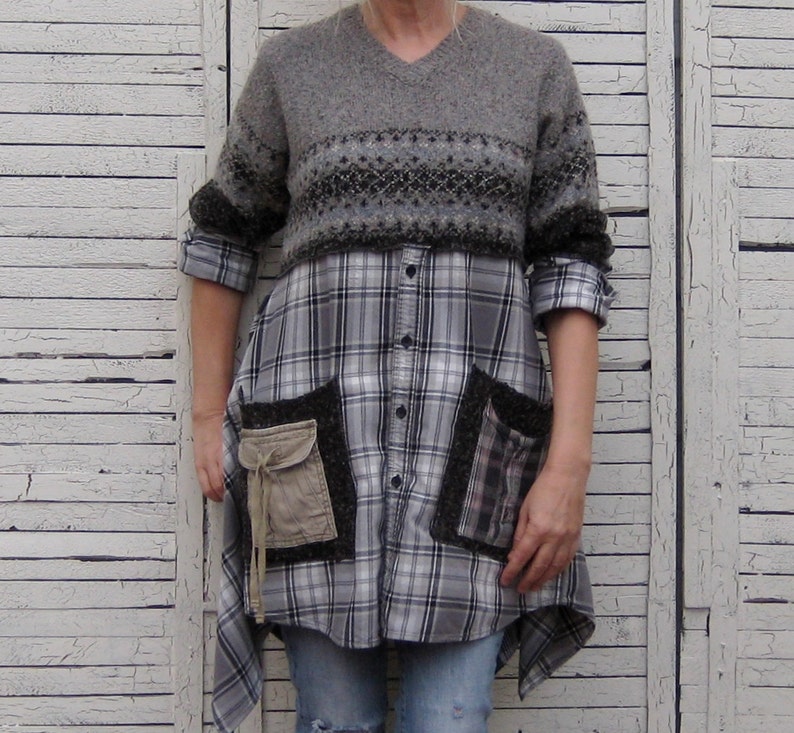 Relaxed Sweater Tunic Upcycled Clothing Recycled Sweaters | Etsy
