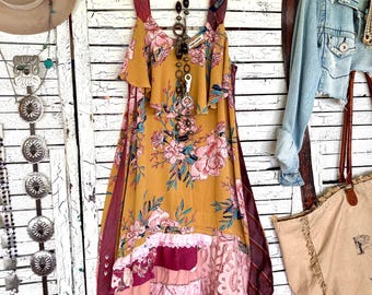 Vestido retro reciclado talla M, corbatas y textiles vintage para hombre para decoración, volantes, sin mangas