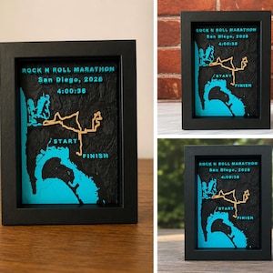 Custom Marathon Route Map Art | 3D Printed Race Course Keepsake (Shadow Box)
