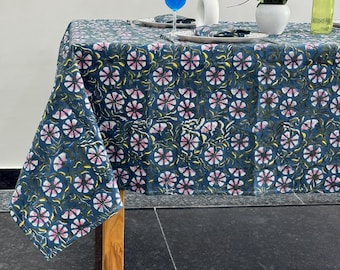 Mantel de algodón estampado floral a mano, estilo bohemio indio.