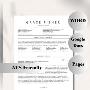 履歴書テンプレート ATS対応 連邦政府 USAJOBS 政府求職者 CV モダン ミニマリスト プロフェッショナル 編集可能 カバーレター 参考資料