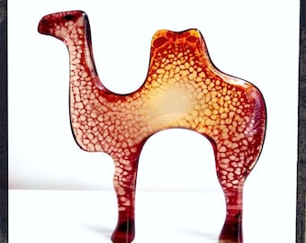 RARE! - Vintage 70s PAL Abraham Palatnik Artemis Op Art Crackle CAMEL Large Lucite Figurine Brazil Mid Century Mod
