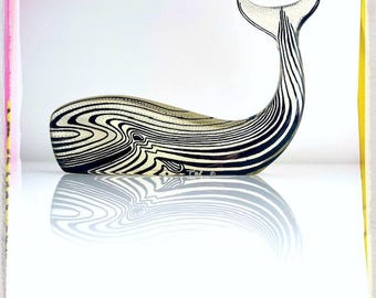 WAVEY! - Vintage 70s PAL Abraham Palatnik Artemis Op Art WHALE