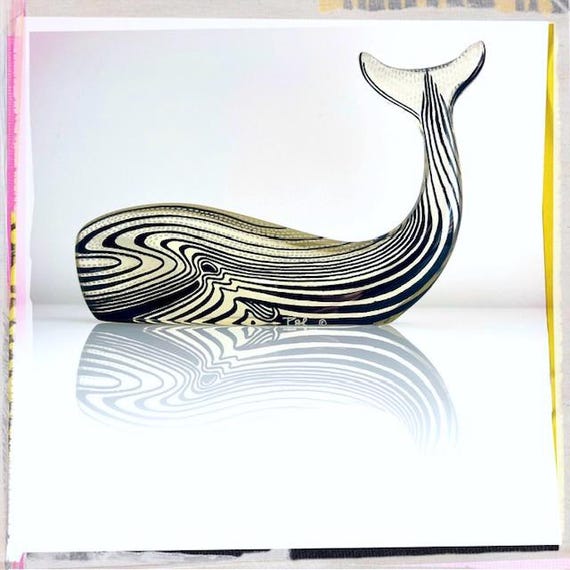 WAVEY! - Vintage 70s PAL Abraham Palatnik Artemis Op Art WHALE