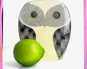 HOO! - Vintage 70s PAL Abraham Palatnik Artemis Op Art OWL Large Lucite Figurine Brazil Mid Century Mod