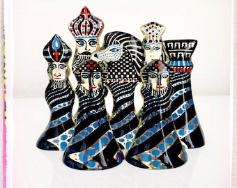 Holy Grail! - Vintage 70s PAL Abraham Palatnik Artemis Op Art CHESS SET Lucite Figurine Brazil Mid Century Mod