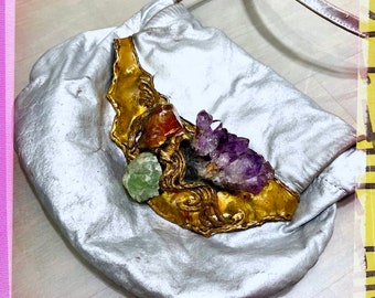Carvalhu Brazilian 1970s Vintage Buckle COPA COLLECTION CARVALHU BELT BUCKLE BRAZIL CRYSTAL AMETHYST  main image 2