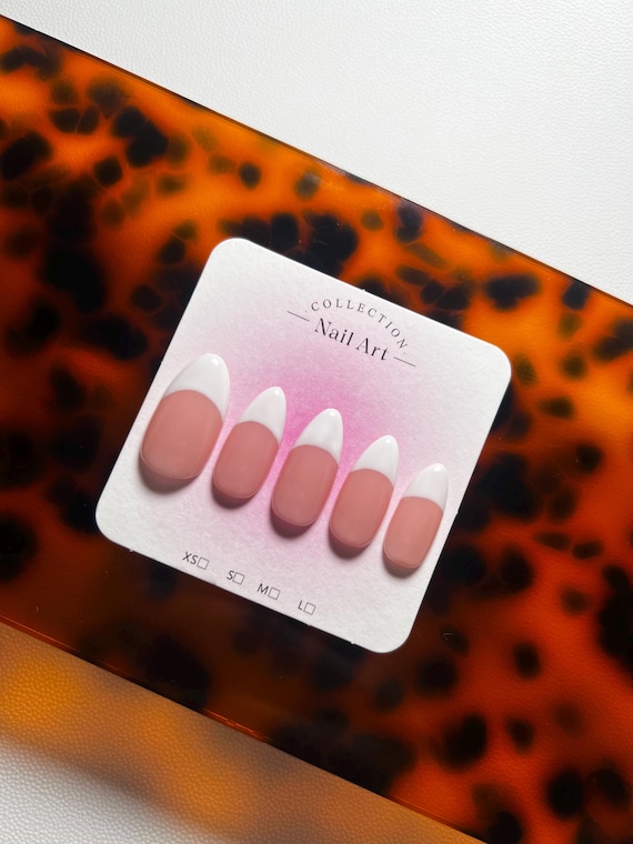 Handmade Gel Press-on Nails: Medium Length (Thick) French tip| Choose your Base Colour|