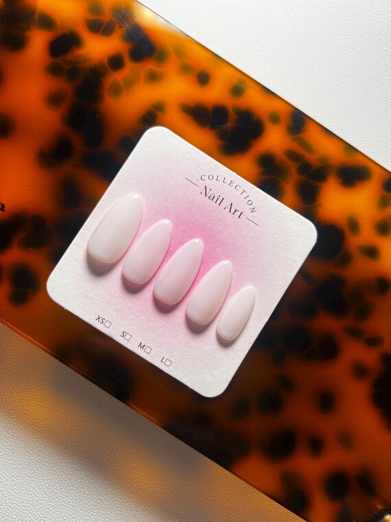 Everyday |Milky White| Handmade Gel Press-on Nails: Medium Length | Nude Solid Set | Fake Nails | Minimalistic Nails