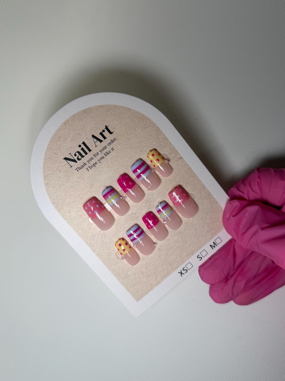 Hand‑Painted Colour Pop Abstract Press‑On Nails - Square, Almond, Coffin