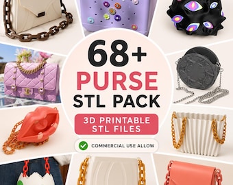 68+ Purse STL Bundle, 3D Printable Handbag Files, Fashion Bag STL Pack, Designer Purse Models, Commercial Use