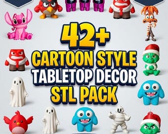 42+ Cartoon Style Figurines, Tabletop Gaming Decor Set, Cute Fantasy Creature Collection, Mini Statue Pack for 3D Printing, STL Files