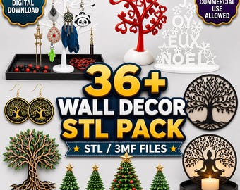 36+ Wall Decor STL Bundle | Tree of Life Wall Art Files | Decorative Home Decor 3D Print Models STL 3MF Commercial Use