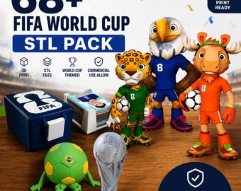 68+ Football Mascot STL Bundle, Soccer World Tournament 3D Print Files, Trophy & Character STL Collection Commercial Use Allow
