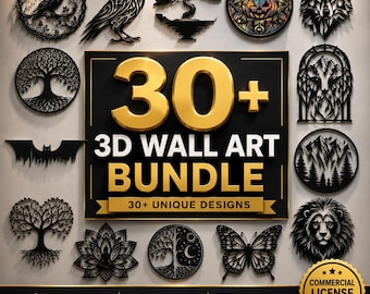 30+ 3D Wall Art STL Bundle | Layered Wall Decor Files | Animal Nature Mandala Art Models | Commercial License