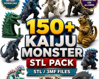 150+ Kaiju Monster STL Bundle | Giant Creature 3D Print Files | Fantasy Beast Dragon Collectible Models STL 3MF Commercial License