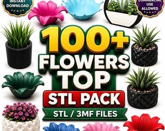 100+ Flower Planter STL Bundle | Flower Pot 3D Print Files | Decorative Bowl Vase Plant Pot STL 3MF Commercial Use