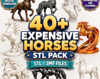 40+ Horse STL Bundle, 3D Print Files for Equine Decor, Realistic Horse Models, Equestrian Statue Pack, Instant Digital Download