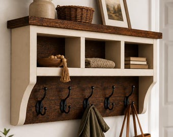 Rustic Entryway Shelf Plans | Farmhouse Coat Rack Build Manual (PDF Download)