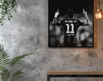 Neymar Jr Poster | Football Superstar Wall Art | Brazil Soccer Print | Sports Room Decor | Athlete Poster