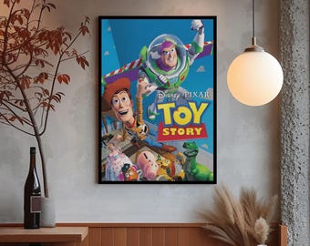 Toy Story Poster | Disney Pixar Wall Art | Woody Buzz Lightyear Print | Animated Movie Decor | Nostalgic Poster