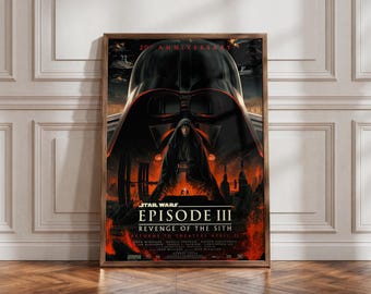 Revenge Of The Sith Poster | Star Wars Wall Art | Anakin Skywalker Print | Darth Vader Decor | Sci Fi Movie Poster
