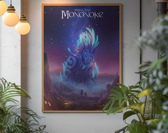 Princess Mononoke Poster | Studio Ghibli Wall Art | San And Wolf Spirit Print | Fantasy Anime Decor | Movie Poster
