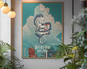 Spirited Away Poster | Chihiro No-Face Wall Art | Studio Ghibli Anime Print | Fantasy Movie Decor | Magical Poster