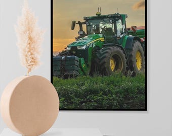 John Deere Poster | Green Tractor Wall Art | Farming Equipment Print | Country Farm Decor | Agriculture Poster